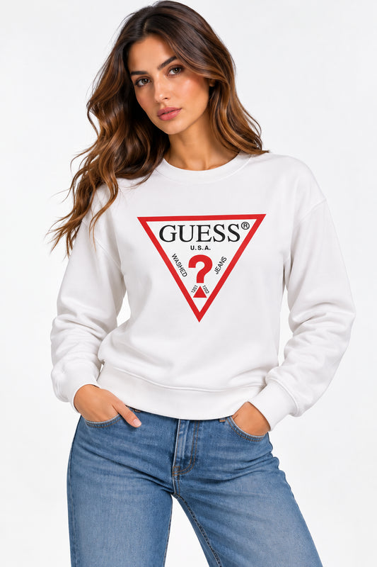 Felpa Guess donna girocollo fleece original cotone