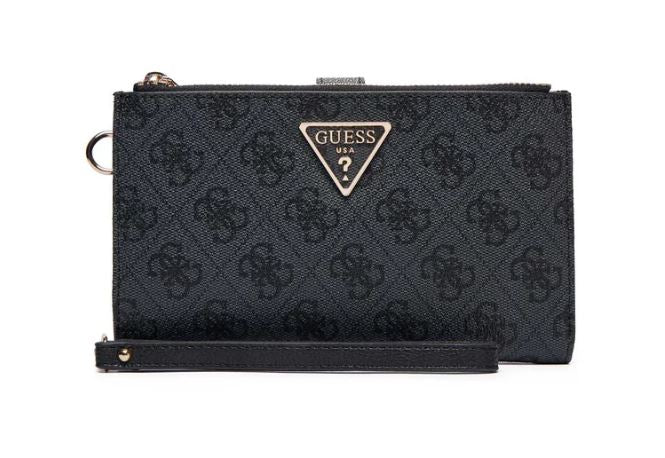 Portafoglio Guess donna Laurel similpelle nero zip