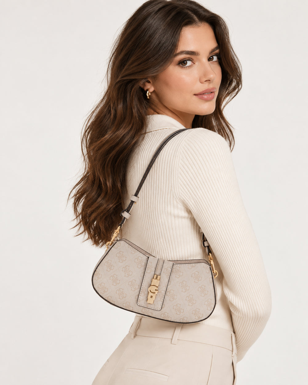 Borsa spalla mini Guess Yvonne logo convertibile donna
