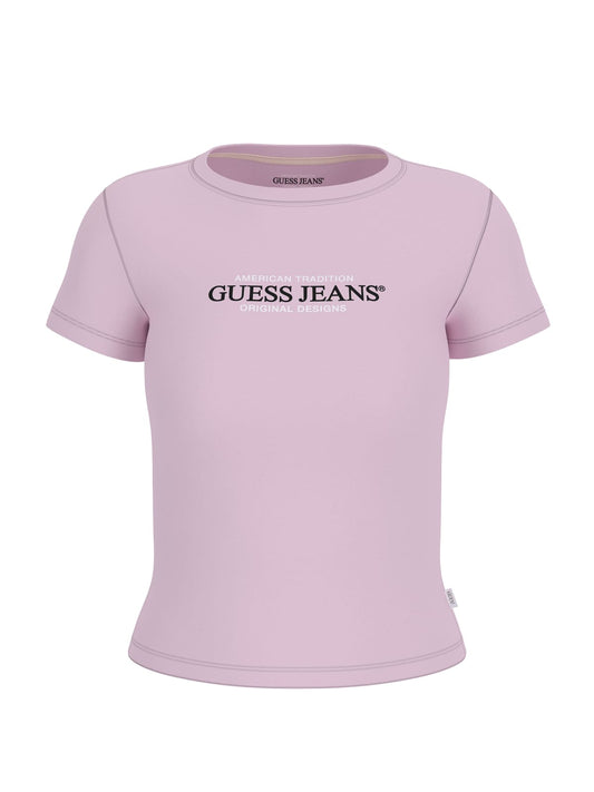 T-shirt Guess Jeans donna slim cotone stampa American