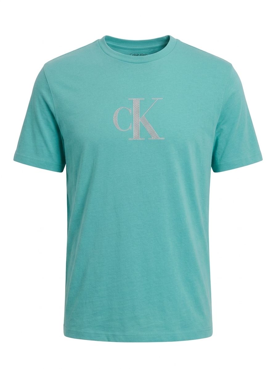 T-shirt Calvin Klein uomo regular fit manica corta logo stampato wild green