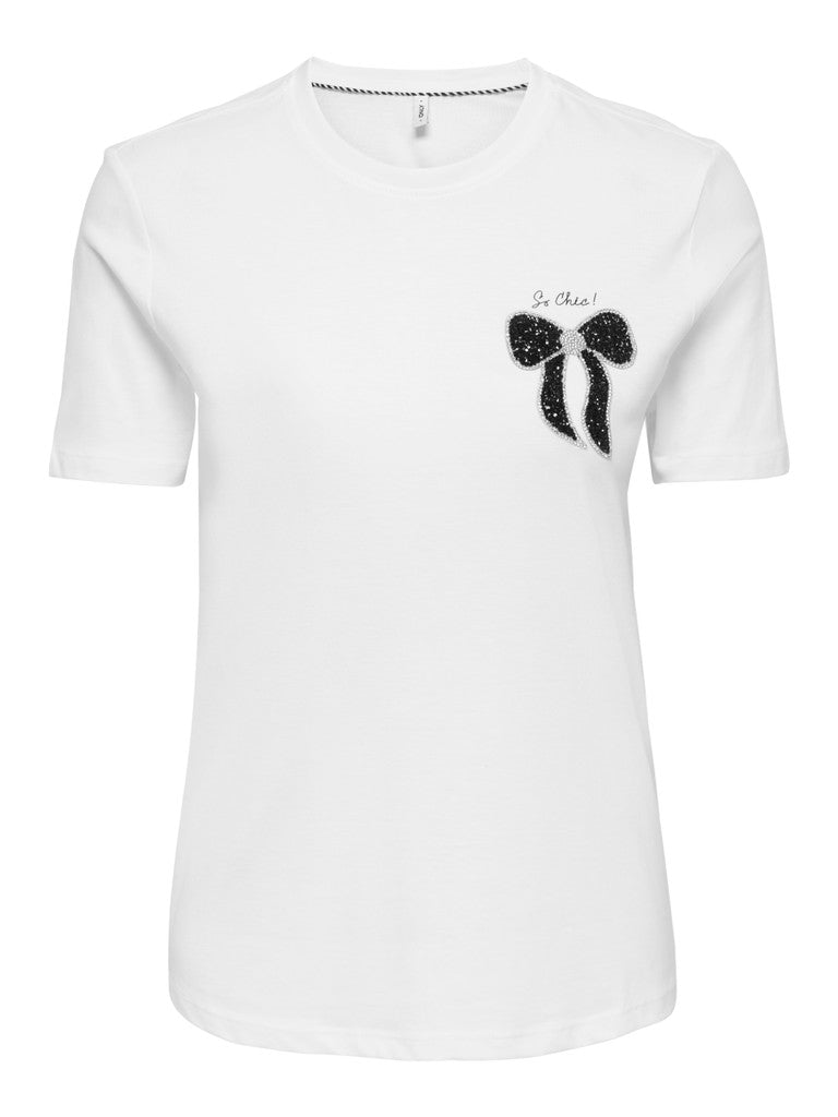T-shirt donna ONLY cotone organico fiocco