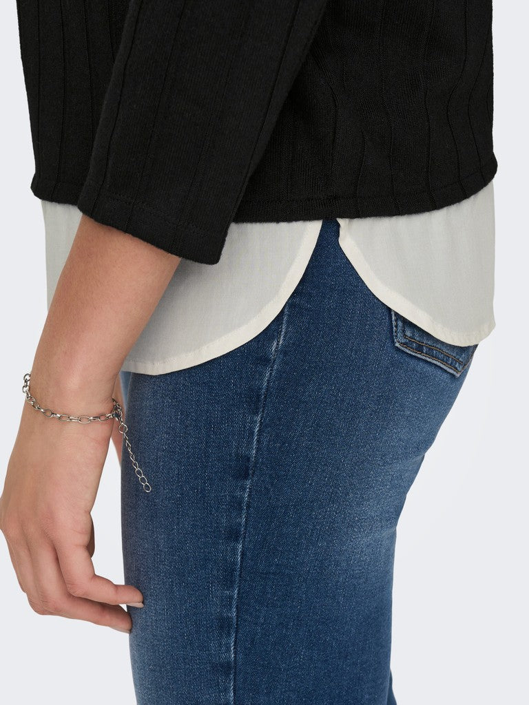 Blusa donna JDY scollo aperto costine