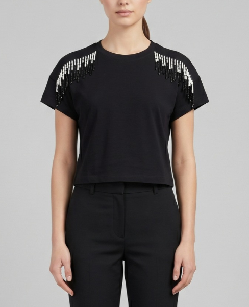 T-shirt MARKUP donna frange cotone manica corta