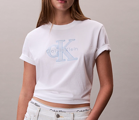 T-shirt Hero Monologo CKJ donna in cotone PE 2026 bright white