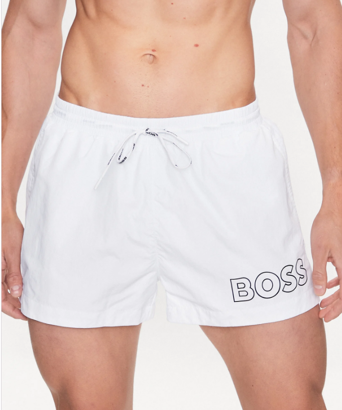 Costume boxer mare Hugo Boss uomo logo outline