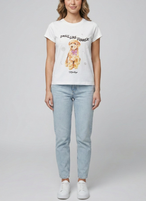 T-shirt donna MARKUP stampa strass girocollo