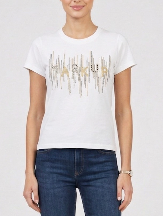 T-shirt donna MARKUP cotone stampa strass manica corta