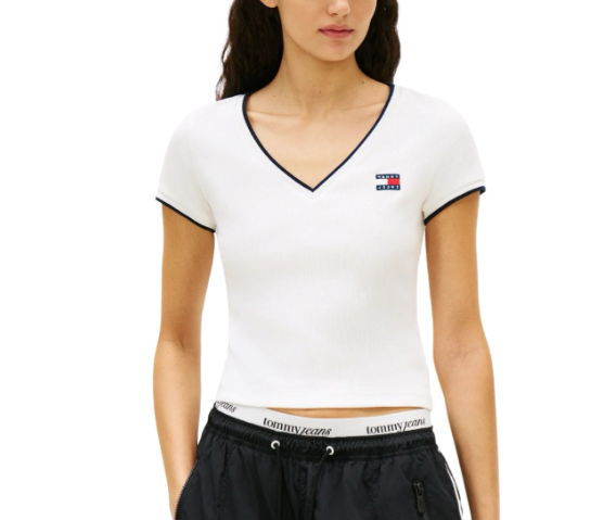 T-shirt Donna Tommy Jeans Slim Badge Cotone PE 2026