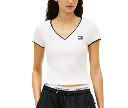 T-shirt Donna Tommy Jeans Slim Badge Cotone PE 2026