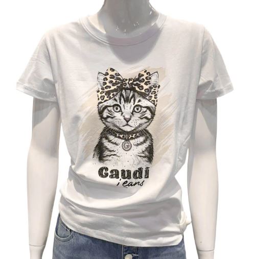 T-shirt donna Gaudi' Jeans manica corta cotone pe26 stampa orsetto