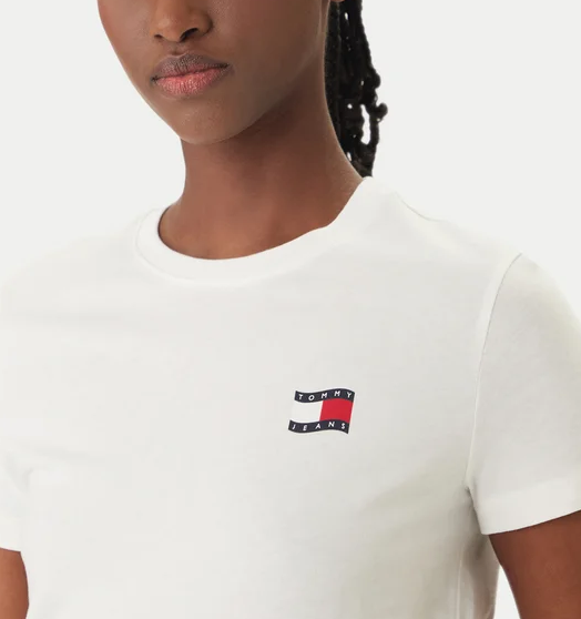 T-shirt Tommy Jeans Donna Regular Wavy Flag Cotone Pe26