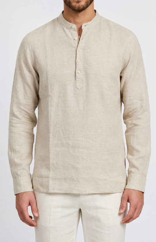 Camicia MARKUP uomo serafino lino manica lunga