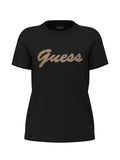 T-shirt Guess donna manica corta logo perline cotone