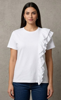 T-shirt donna MARKUP cotone rouches manica corta