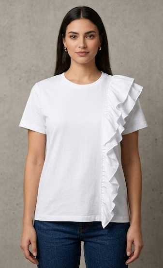 T-shirt donna MARKUP cotone rouches manica corta