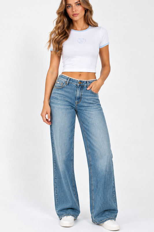 Jeans G11 wide leg tasche flap donna Guess