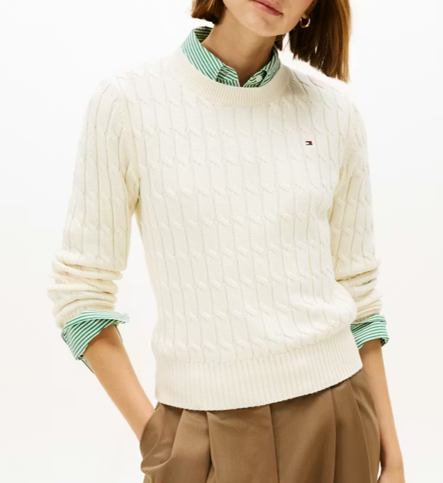 Maglia Tommy Hilfiger Donna Cable Mid Cotone Regular Fit