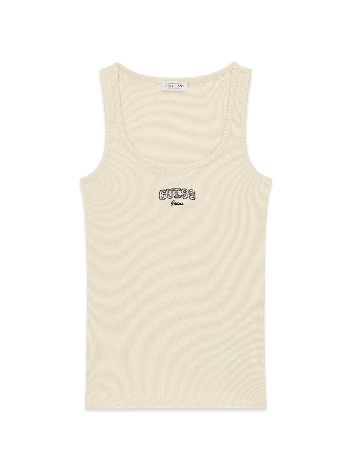 Top Guess Jeans donna slim costina ricamo logo