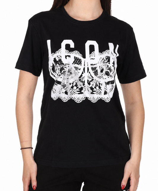 T-shirt donna ICON cotone stampa corsetto manica corta