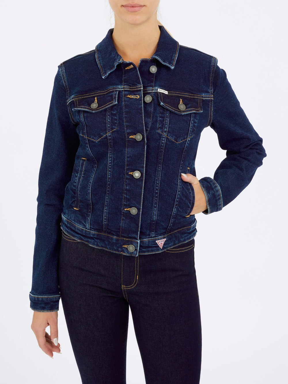 Giubbotto Guess Jeans donna denim trucker slim