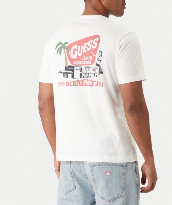 T-shirt Guess Jeans uomo regular cotone stampa West Coast