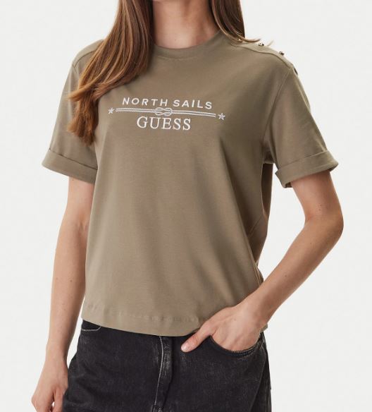 T-shirt Guess Jeans donna logo cotone