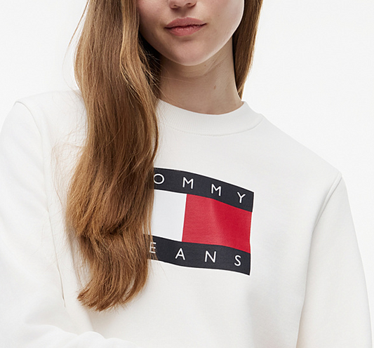 Felpa Tommy Jeans donna regular cotone logo centrale