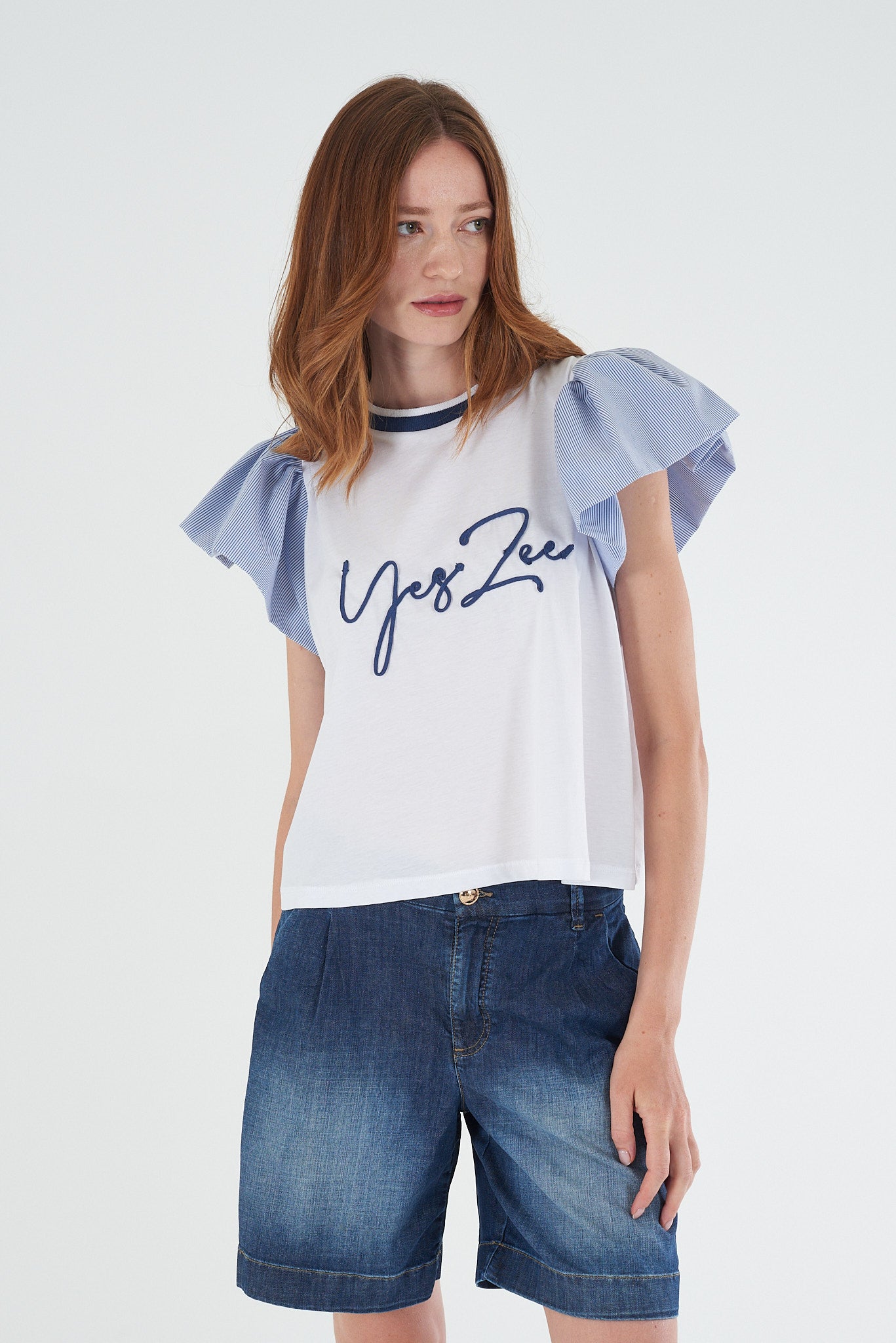 T-shirt YES-ZEE Donna manica corta con stampa cotone PE 2026