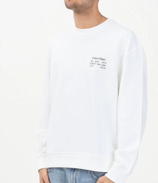 Felpa Calvin Klein Jeans uomo Terry cotone french terry bright white
