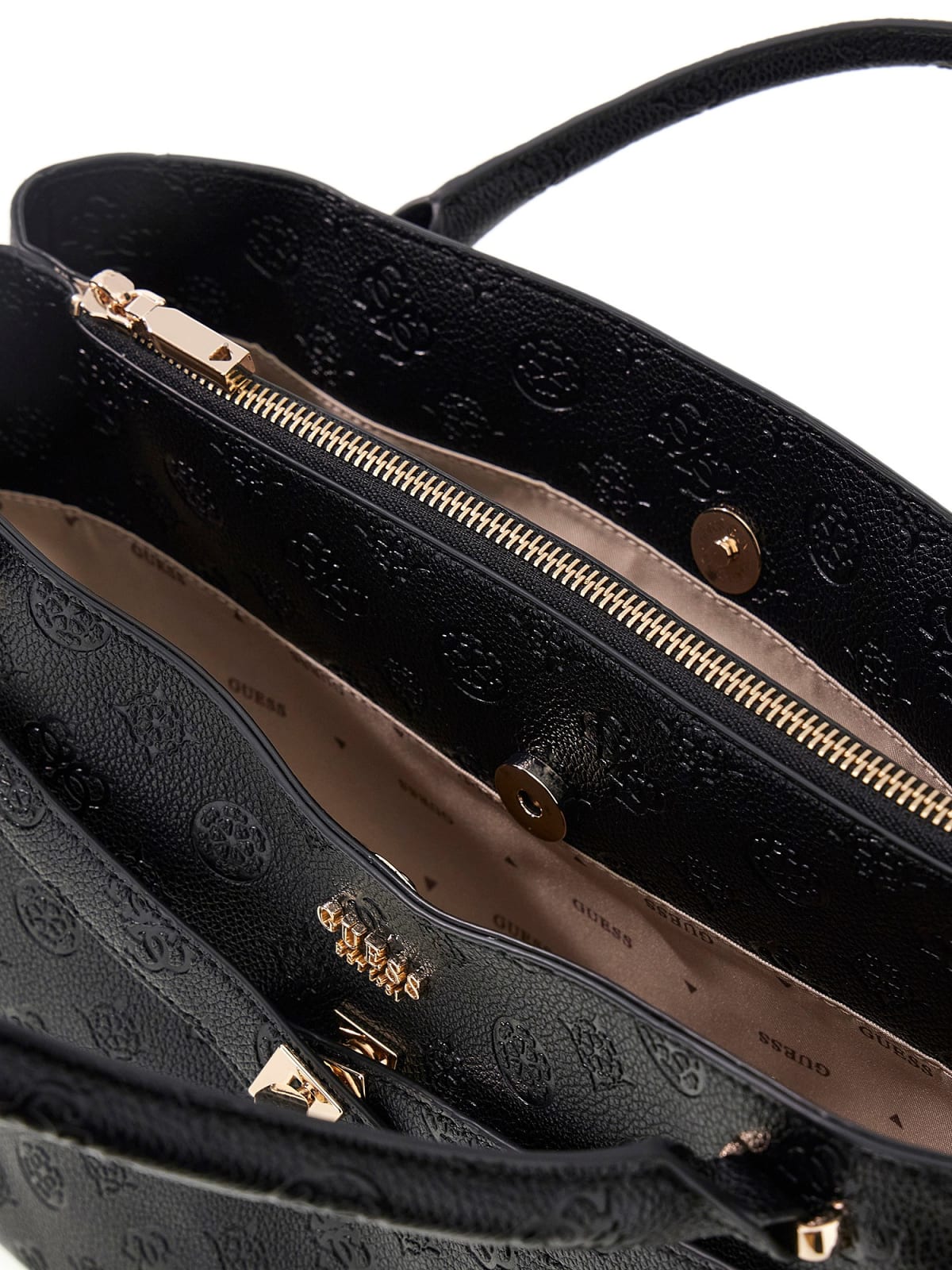 Borsa Guess donna Ella satchel grande logo all-over
