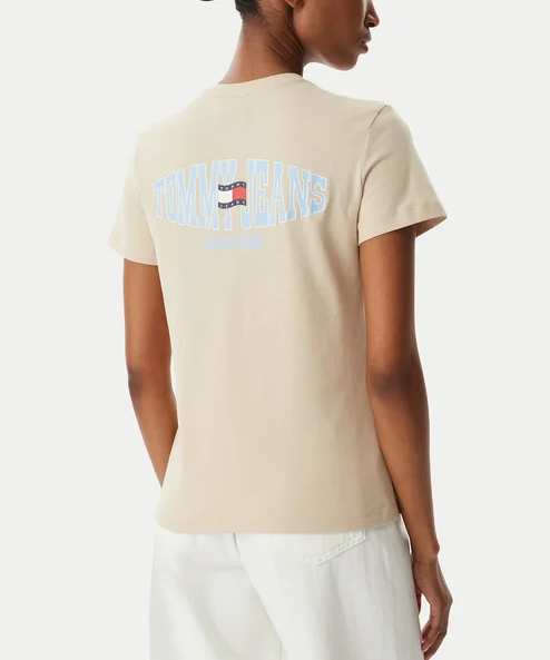 T-shirt Tommy Jeans Donna Regular Wavy Flag Cotone