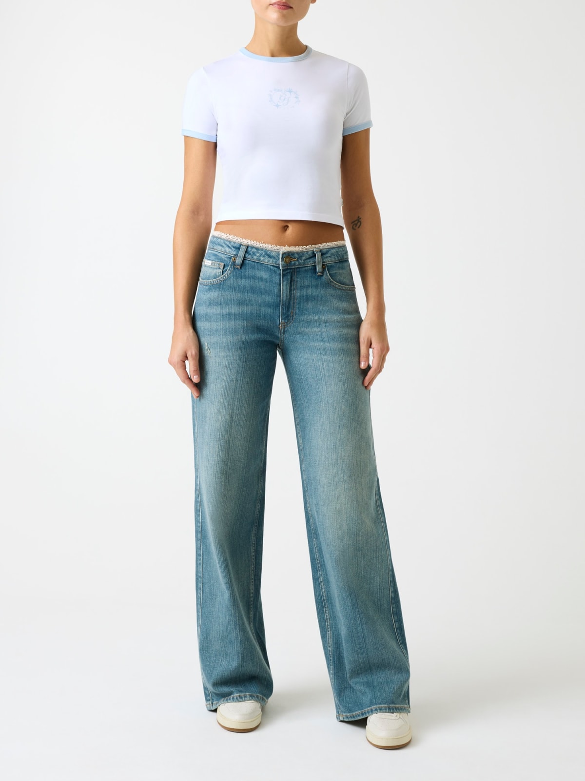 Jeans G11 wide leg tasche flap donna Guess