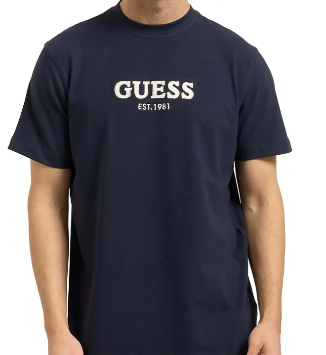 T-shirt Guess uomo logo contrast cotone