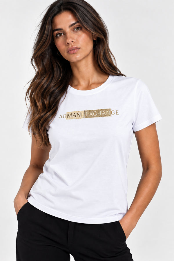 T-shirt donna A|X Armani Exchange cotone stretch