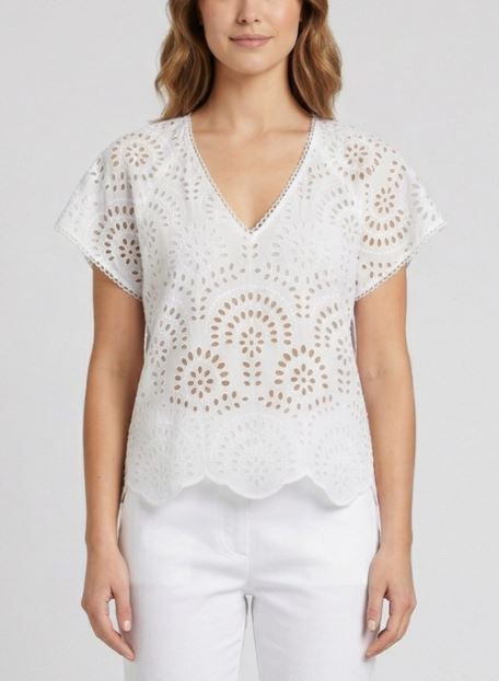 Blusa donna MARKUP pizzo cotone manica corta