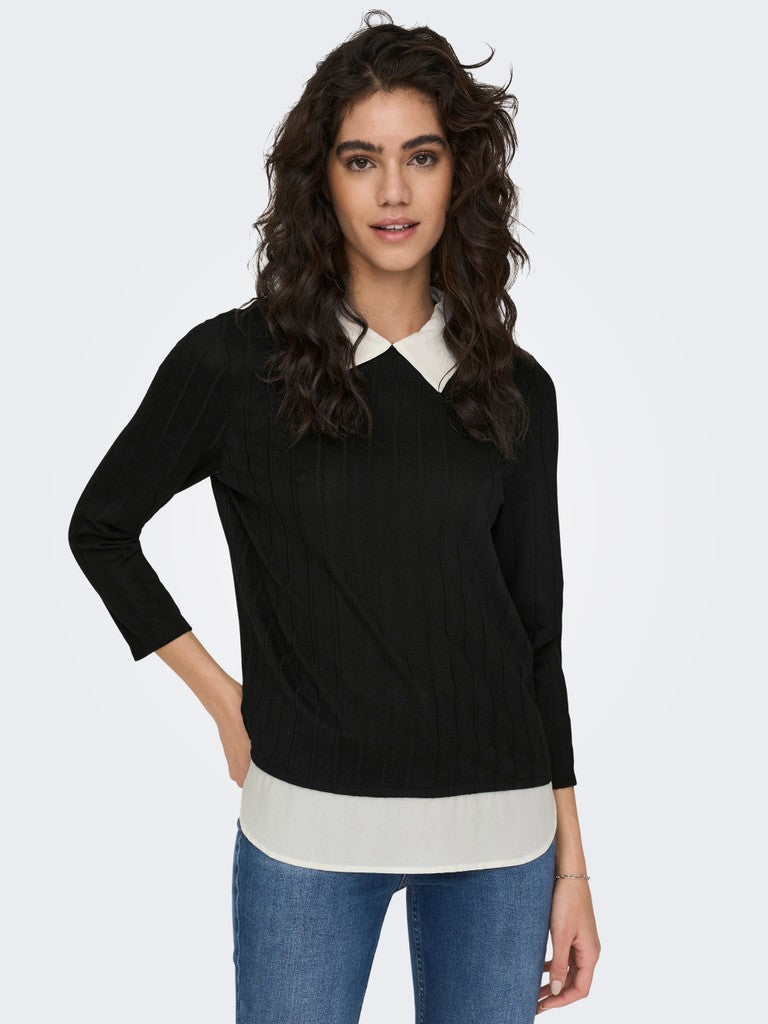 Blusa donna JDY scollo aperto costine