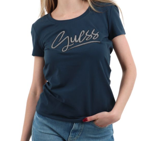 T-shirt Guess donna Script cotone girocollo