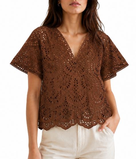 Blusa donna MARKUP pizzo cotone manica corta