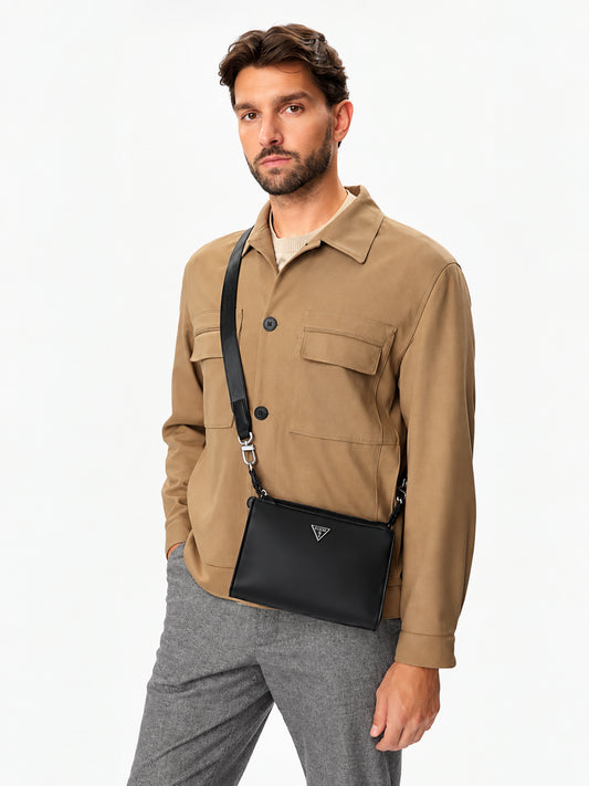 Tracolla Milano Guess uomo zip similpelle