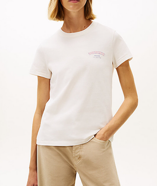 T-shirt Tommy Jeans donna regular dollar stack puro cotone