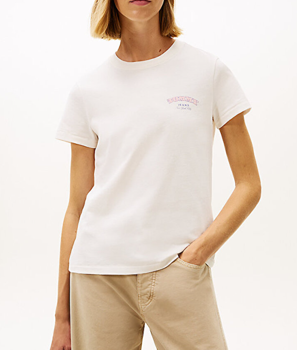 T-shirt Tommy Jeans donna regular dollar stack puro cotone