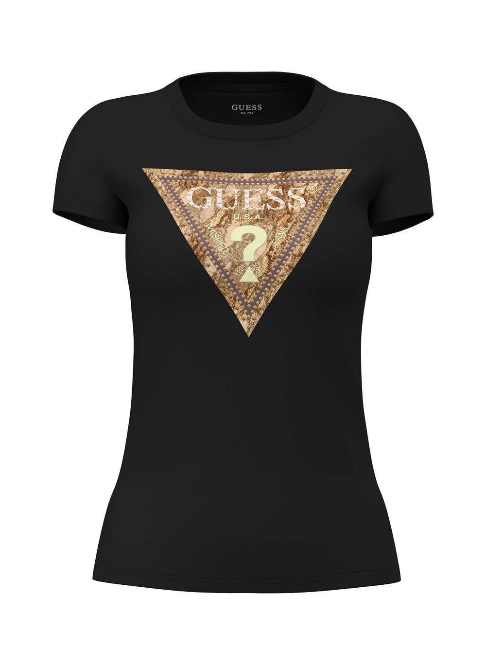 T-shirt donna Guess triangolo serpente manica corta