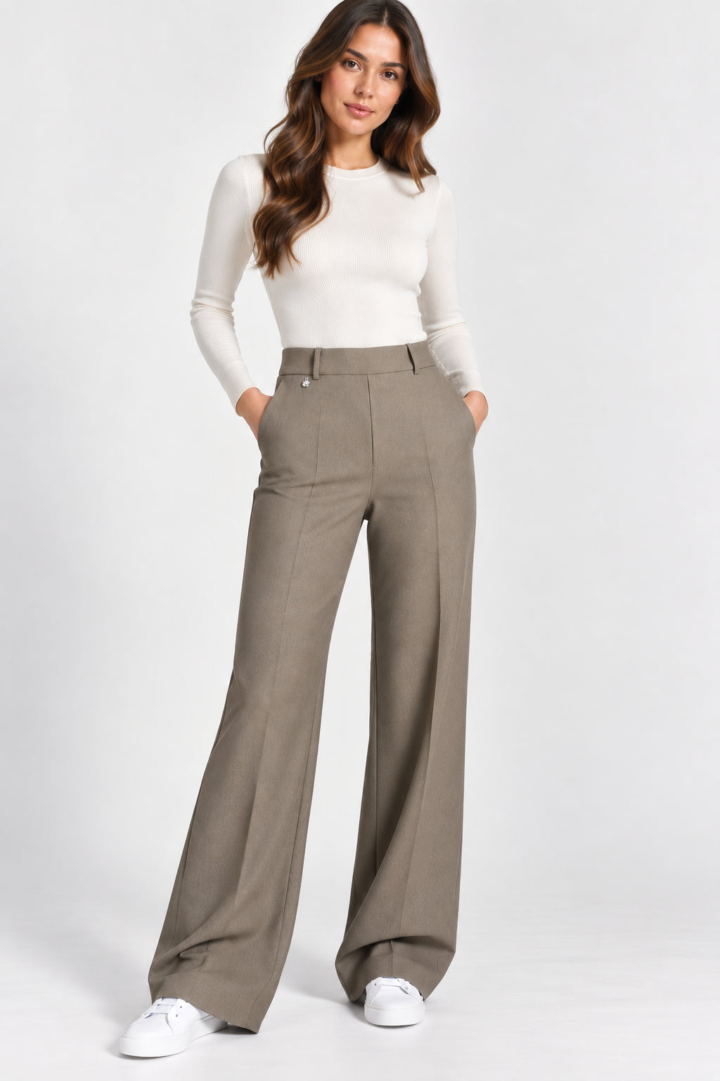 Pantalone palazzo donna Ragno tasche tessuto Compact AI 2026
