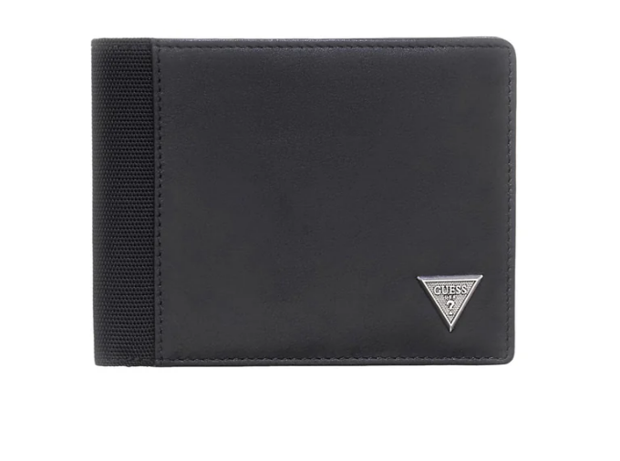 Portafoglio Guess uomo Berna zip saffiano nero