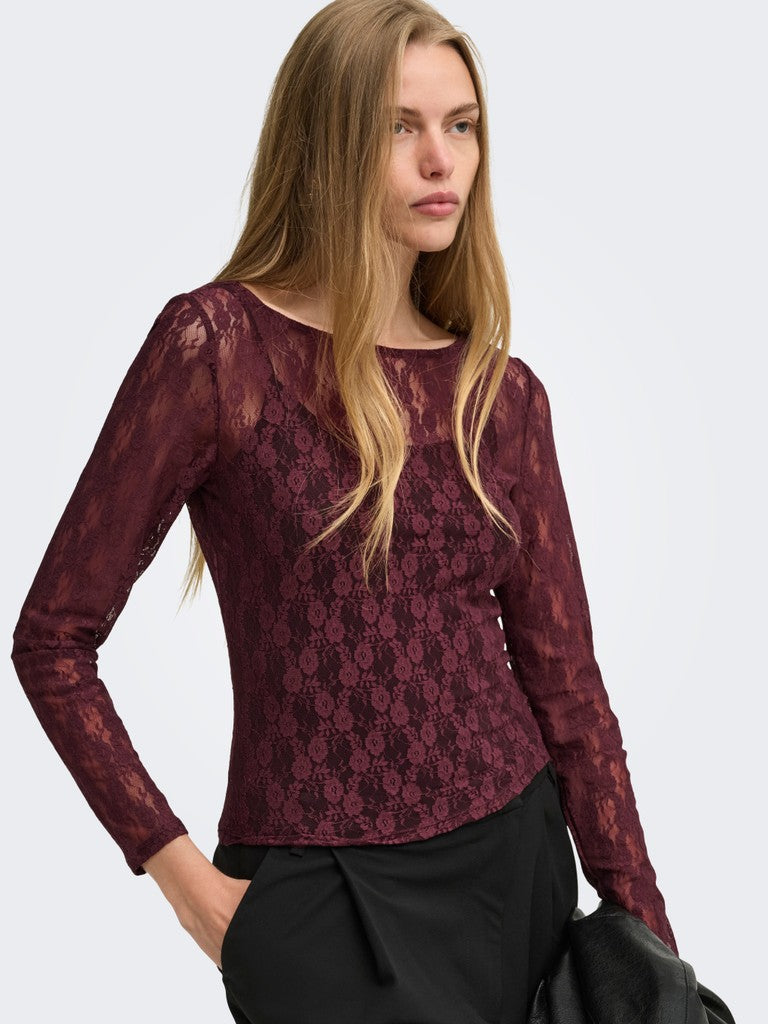Blusa donna ONLY maglia stretch collo chiuso