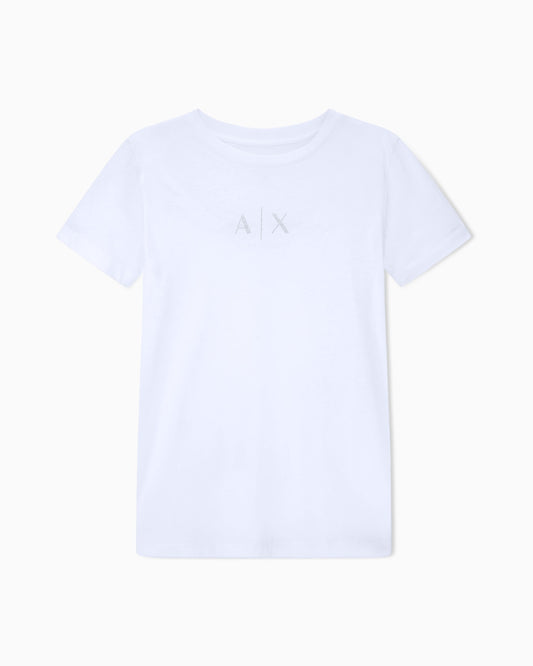 T-shirt Armani Exchange A|X donna cotone con strass
