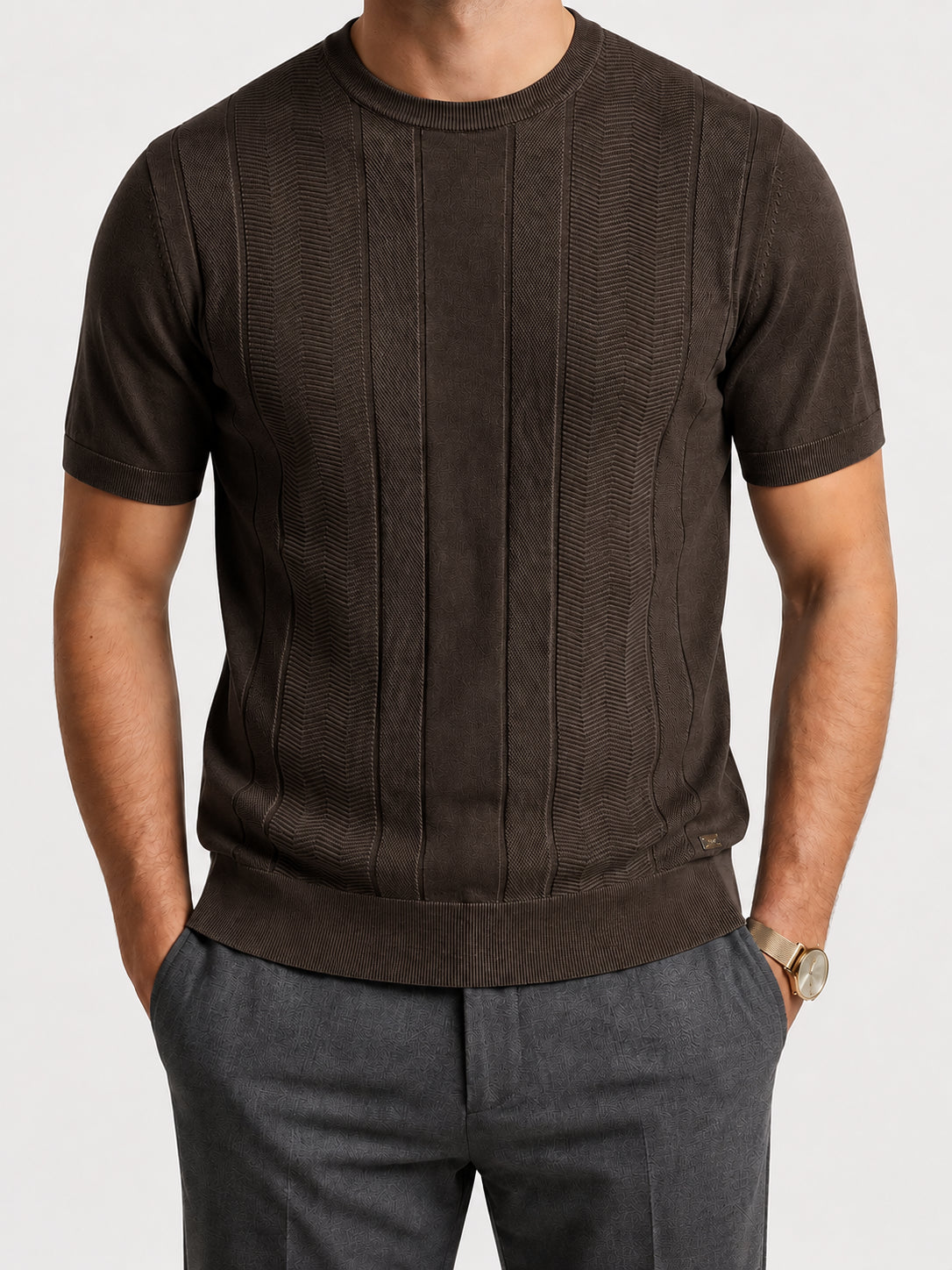 T-shirt uomo MARKUP cotone lavorazione punti misti