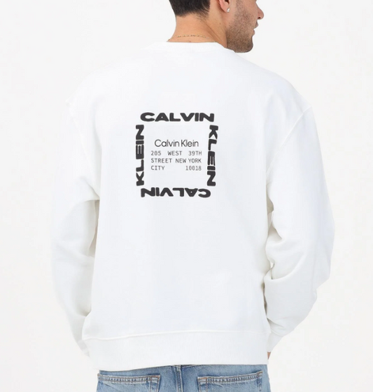 Felpa Calvin Klein Jeans uomo Terry cotone french terry bright white