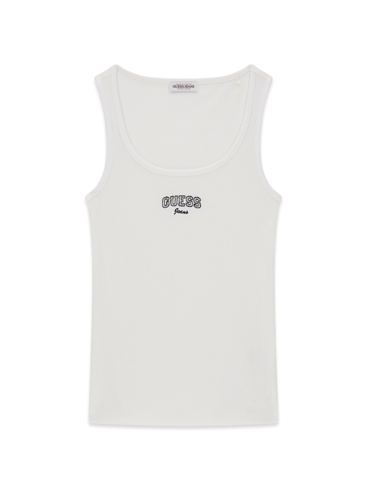 Top Guess Jeans donna slim costina ricamo logo